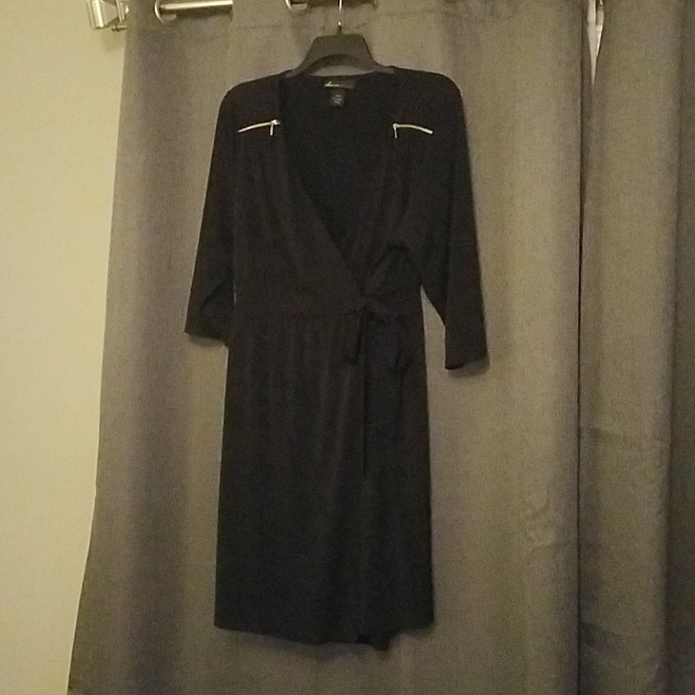 Black Matte Jersey Wrap Dress